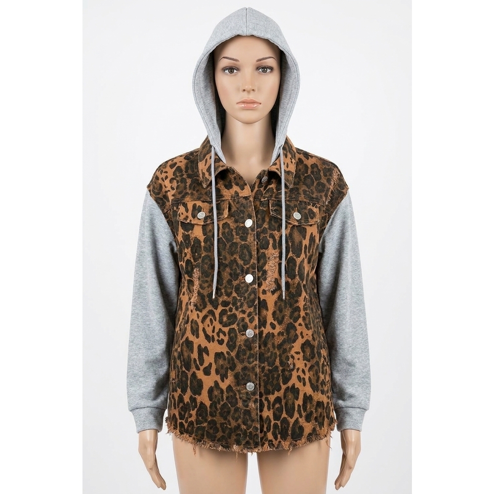 NEW ODDI leopard denim jacket in leopard